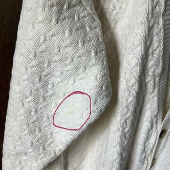 Men’s VTG White Cable Knit Cardigan sz M Cotton US Made Fisherman Preppy Y2K 90s - Picture 5 of 9